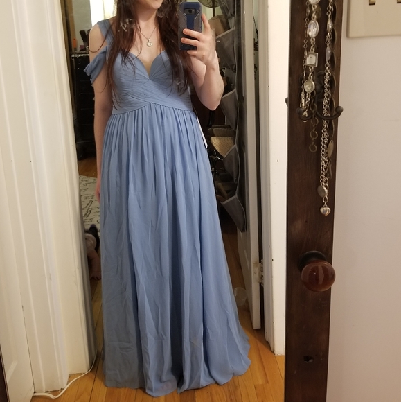 Blue Chiffon Bridesmade Dress - Picture 3 of 4